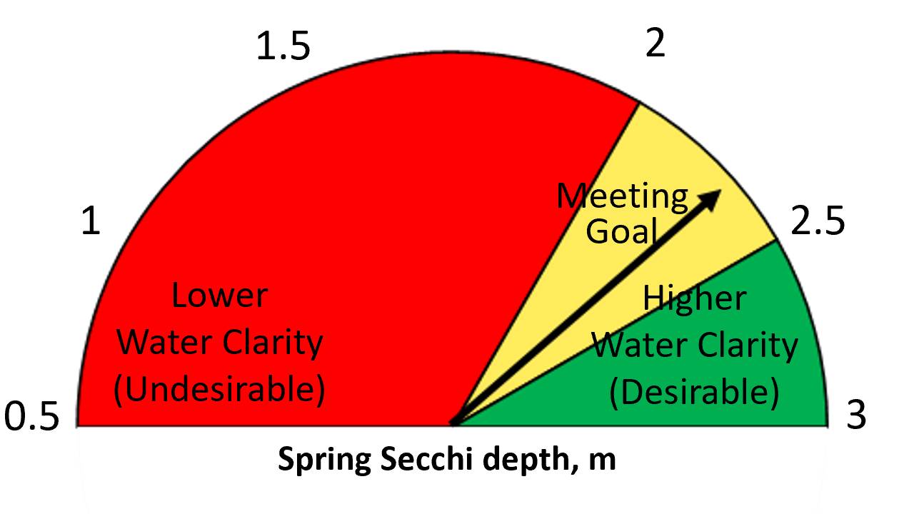Spring 2025 Secchi depth = 2.3 m.